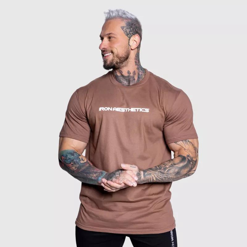 Pánske fitness tričko Iron Aesthetics Infinity, hnedé-5