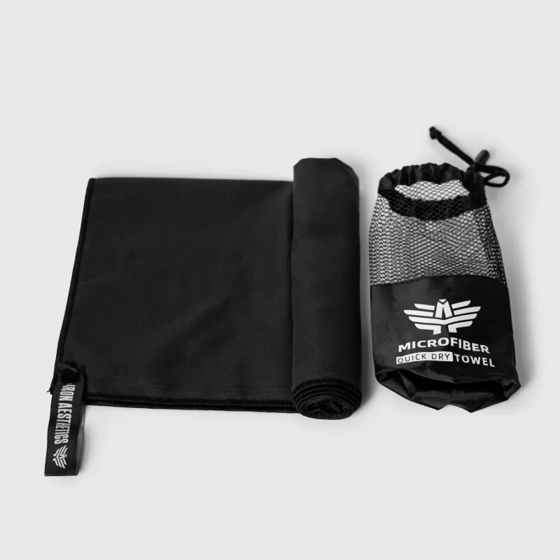 Športový rýchloschnúci uterák Iron Aesthetics Dry, čierny-5