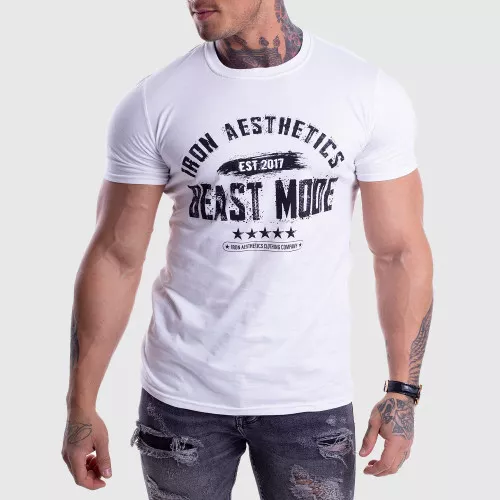 Pánske fitness tričko Iron Aesthetics Beast Mode Est. 2017, biele