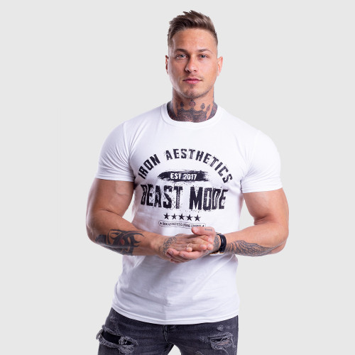 Pánske fitness tričko Iron Aesthetics Beast Mode Est. 2017, biele