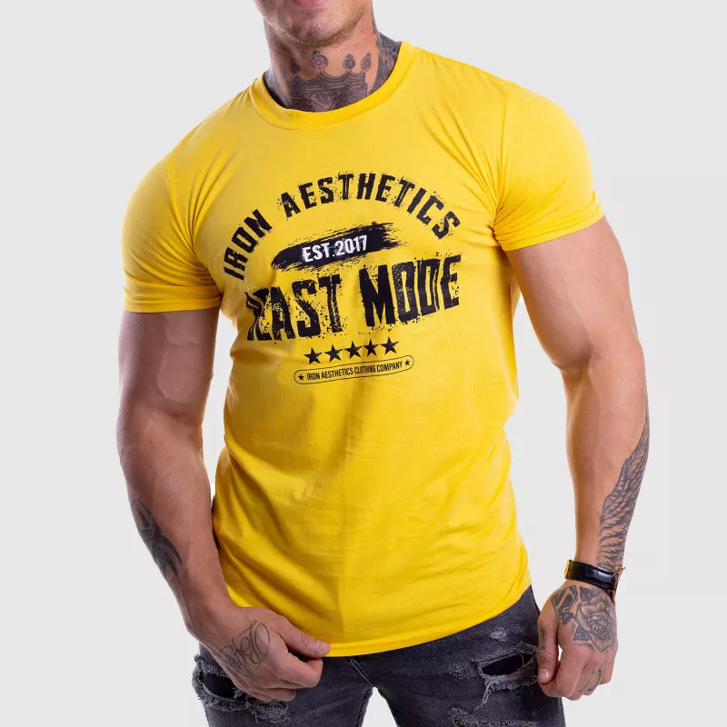Pánske fitness tričko Iron Aesthetics Beast Mode Est. 2017, gold-1