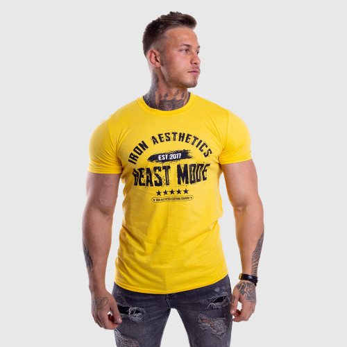 Pánske fitness tričko Iron Aesthetics Beast Mode Est. 2017, gold