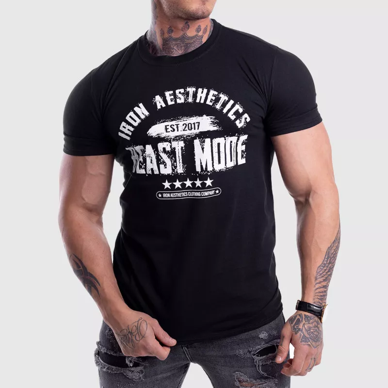 Pánske fitness tričko Iron Aesthetics Beast Mode Est. 2017, čierne-1