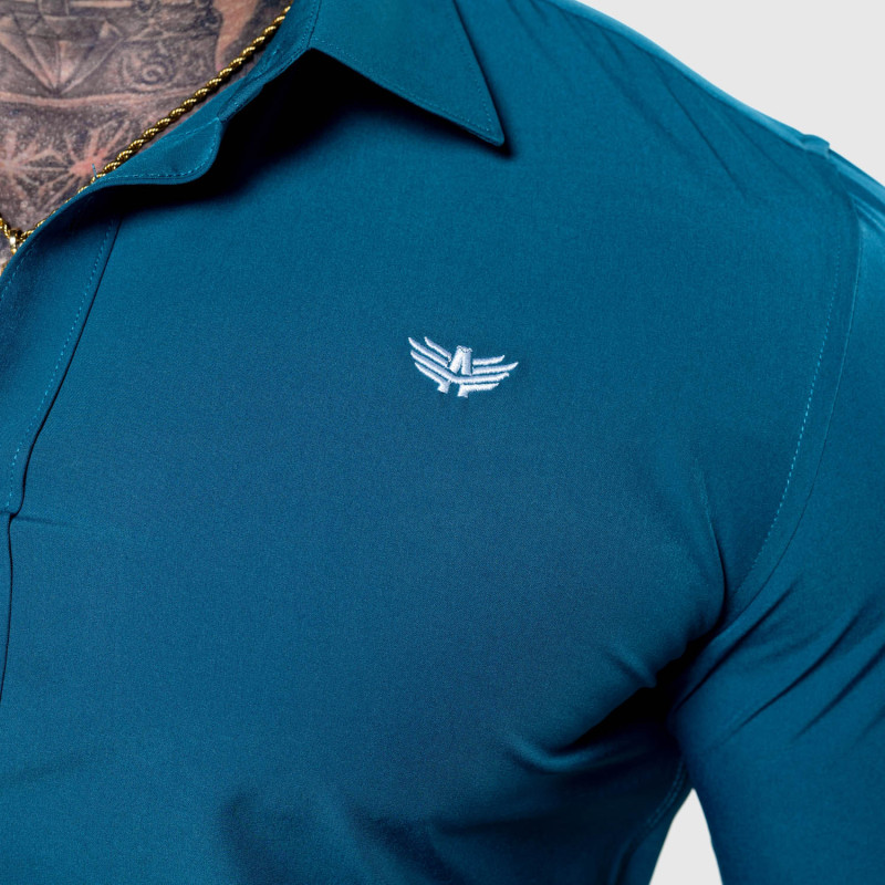 Strečová košeľa Iron Aesthetics Slim Stretch, smaragdová · záber 12