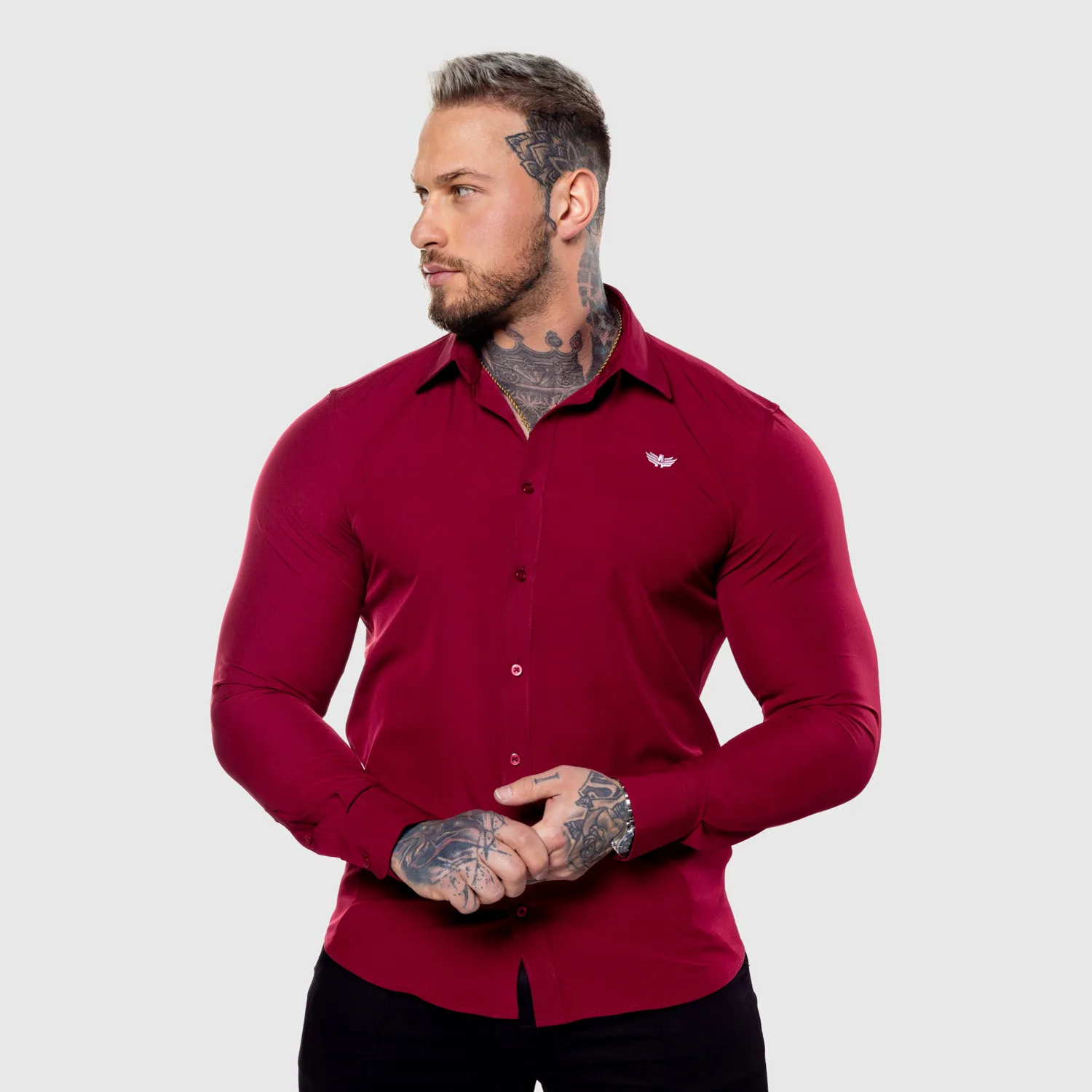 Strečová košeľa Iron Aesthetics Slim Stretch, bordová-1