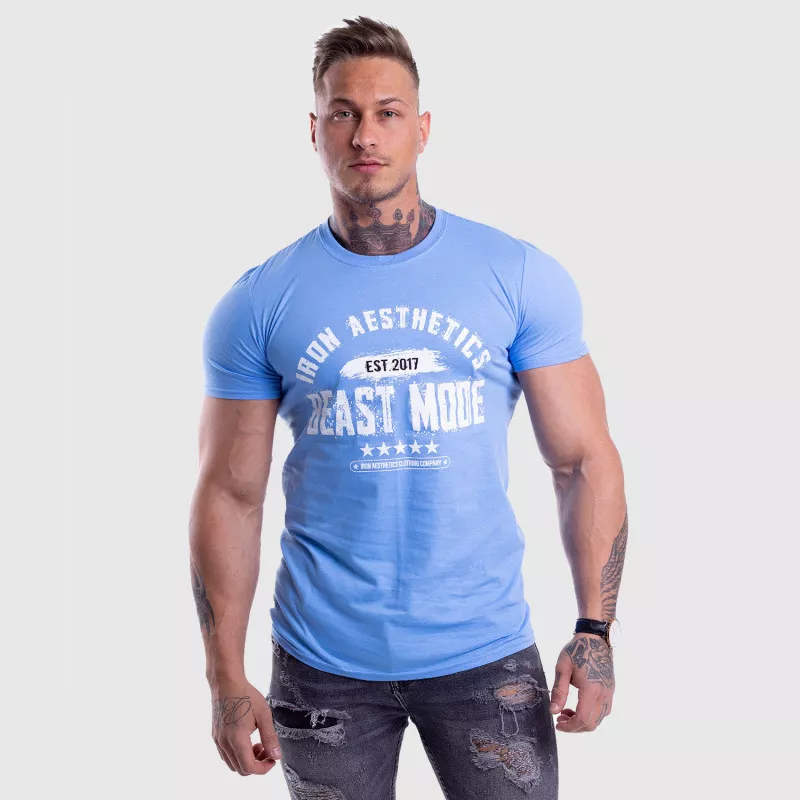 Pánske fitness tričko Iron Aesthetics Beast Mode Est. 2017, modré-4