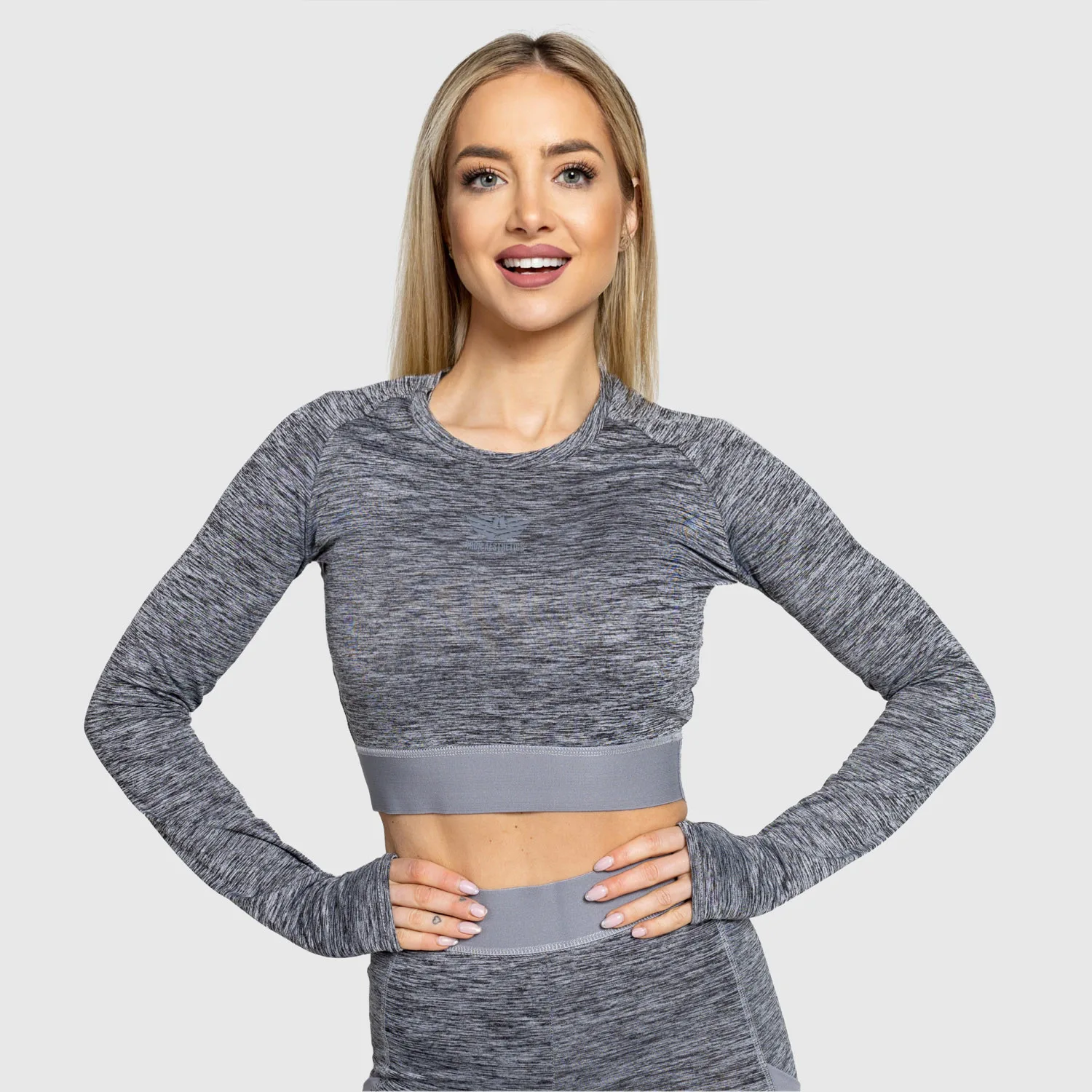 Športový crop top Iron Aesthetics Grande, sivý-1