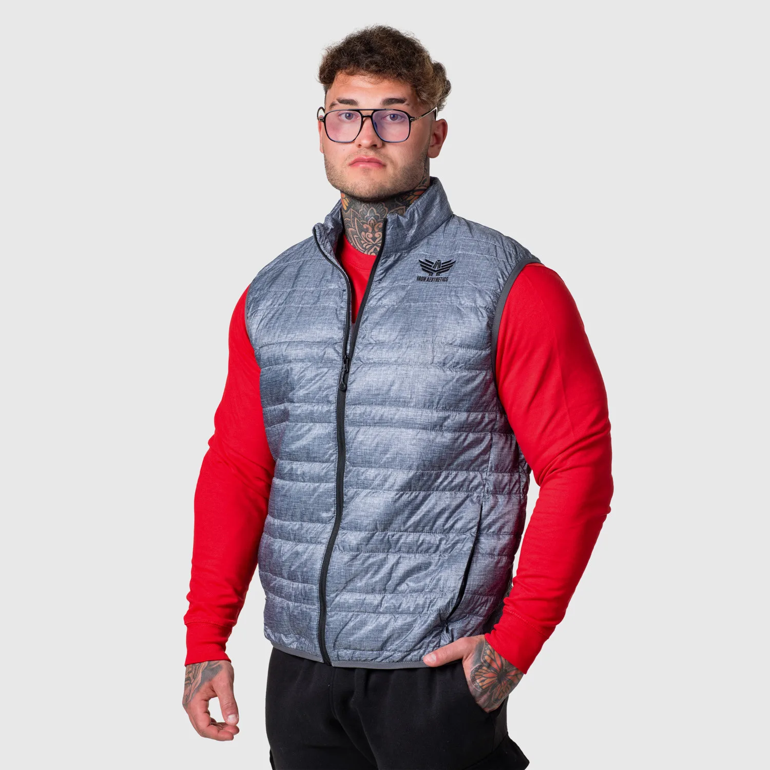 Pánska vesta Iron Aesthetics Bodywarmer, svetlosivá-1