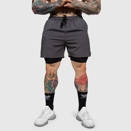 Funkčné šortky Iron Aesthetics SweatPro 2in1, tmavosivé
