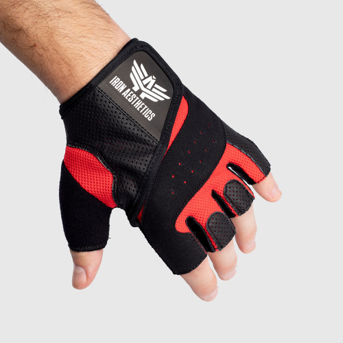 Fitness rukavice Iron Aesthetics, červené