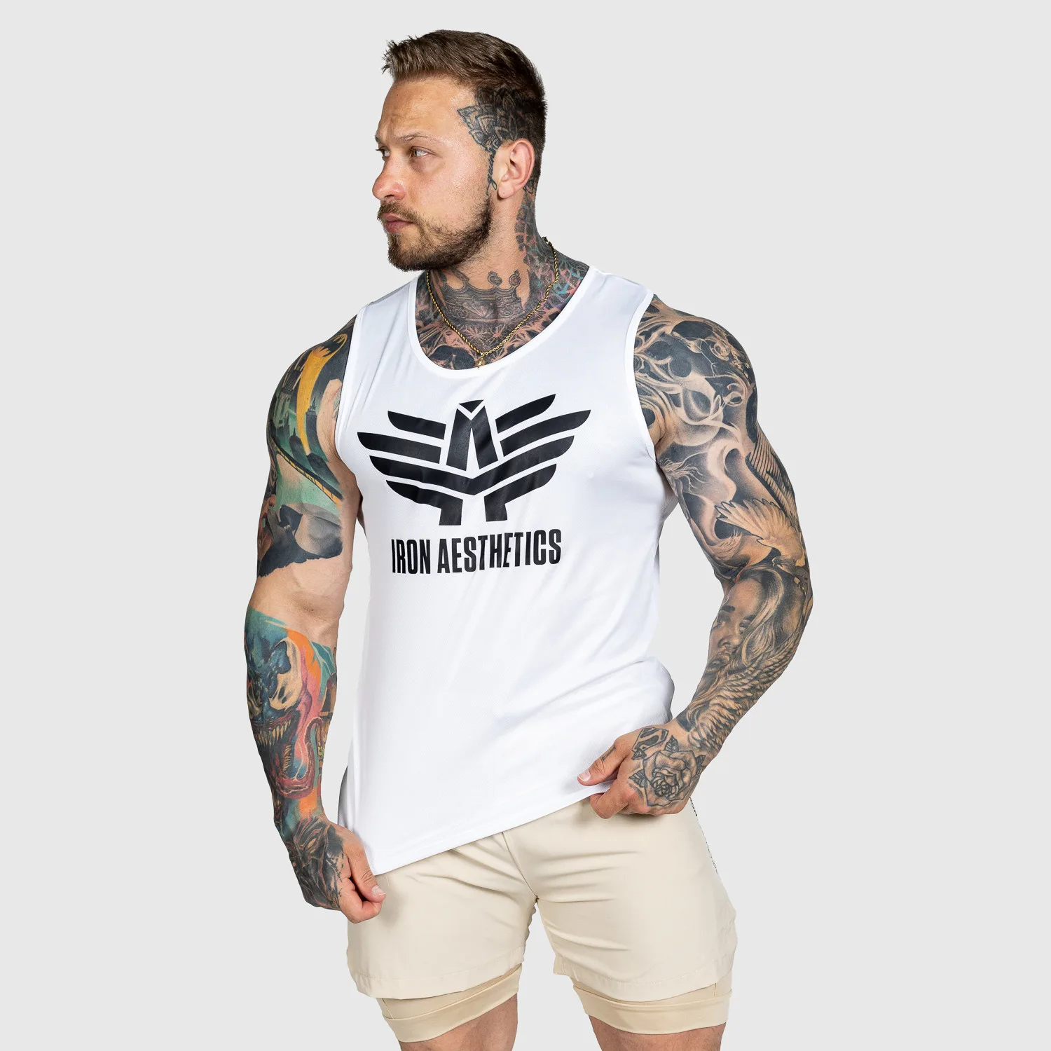 Športové tielko Iron Aesthetics Get Fit, biele-1