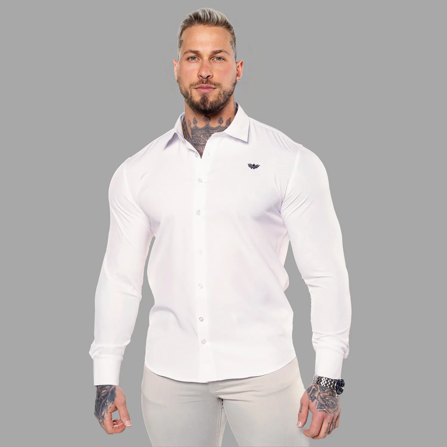 Strečová košeľa Iron Aesthetics Slim Stretch, natural-1
