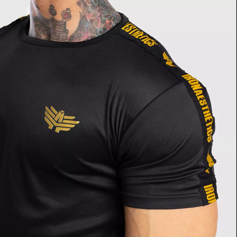 Pánske tričko Iron Aesthetics STRIPES, čierno-zlaté-8