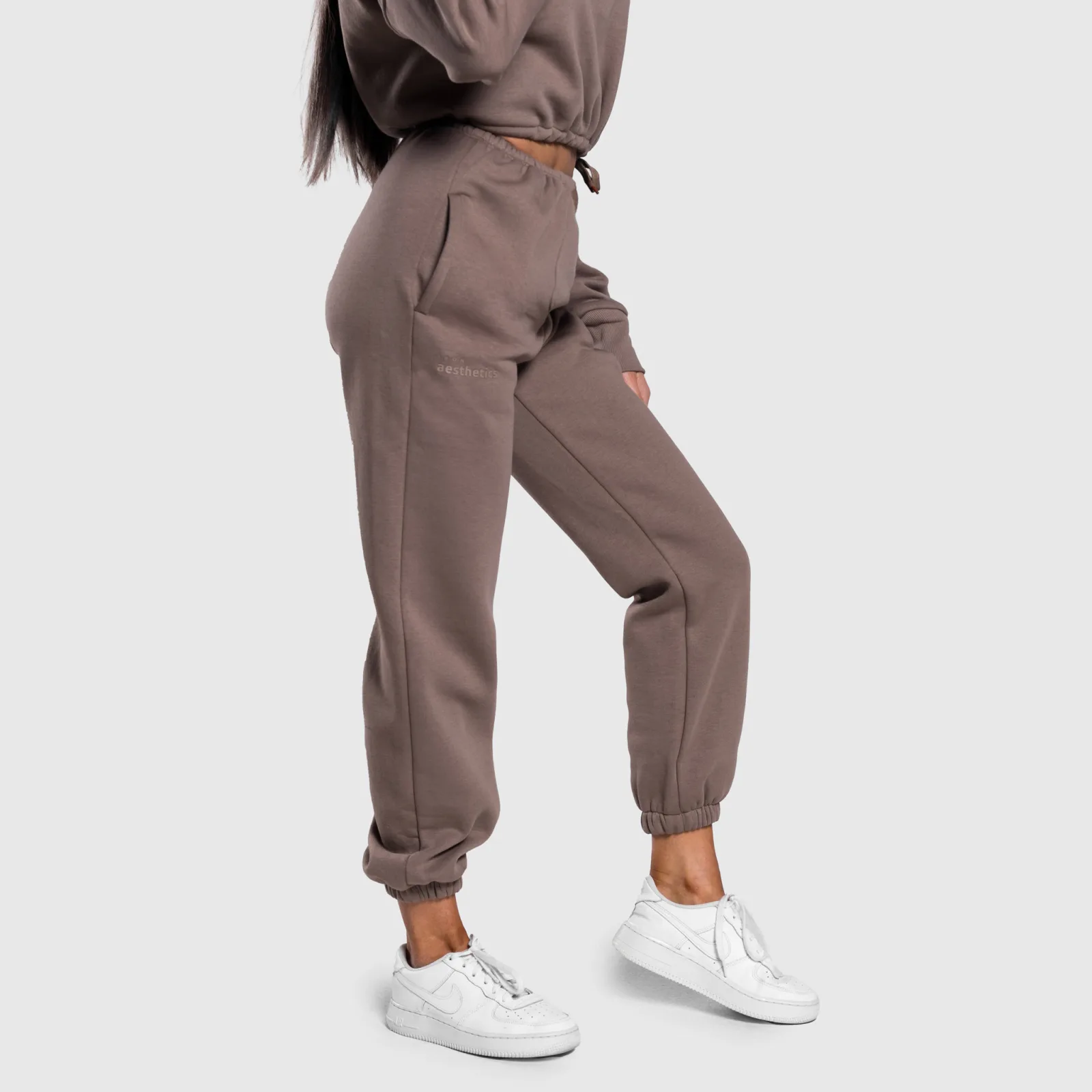 Dámske oversized tepláky Iron Aesthetics Simone, hnedé-1