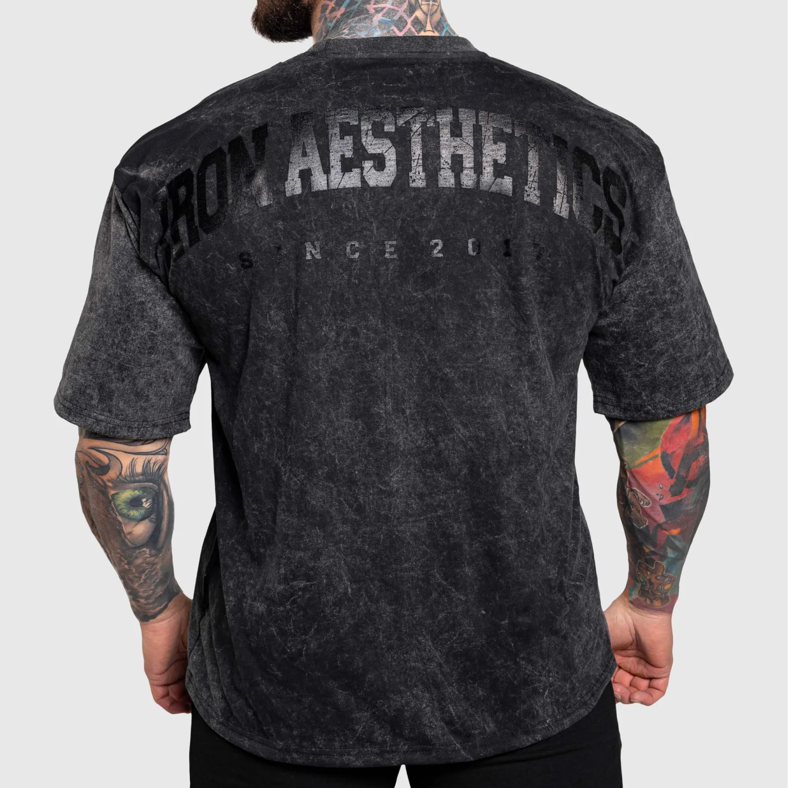Oversize tričko Iron Aesthetics College, washed black-1