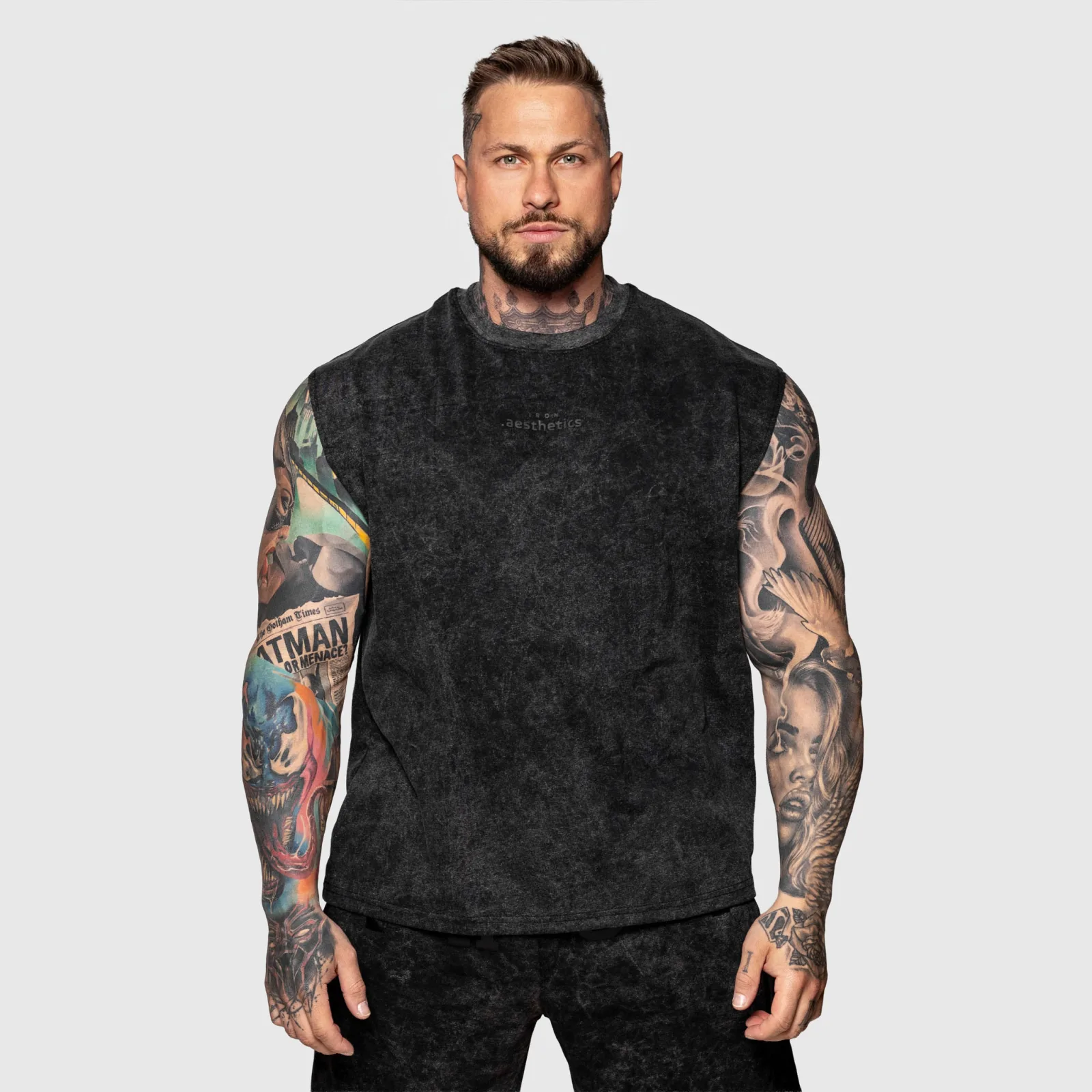 Tielko Iron Aesthetics Muscle Tee, washed black-1