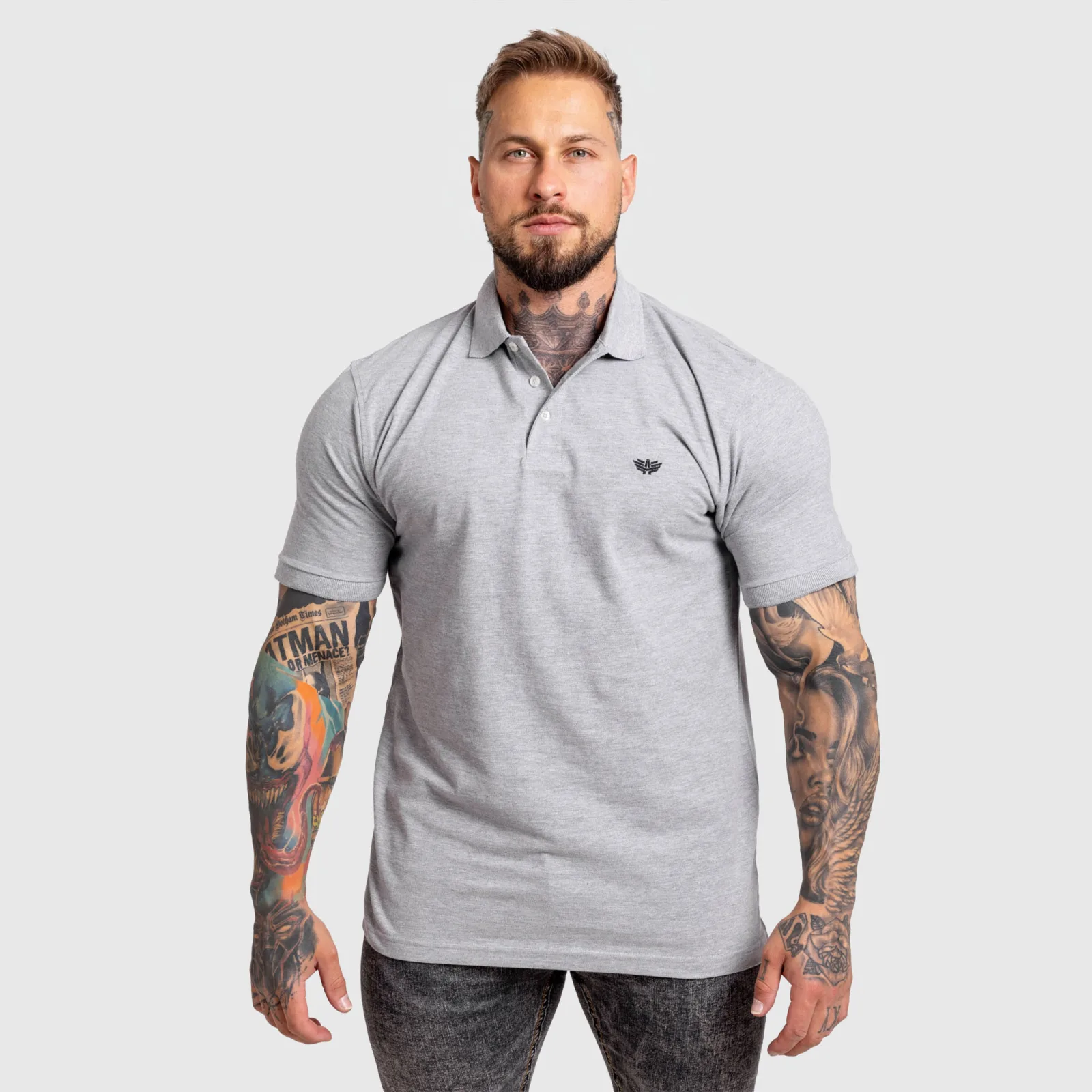 Pánske polo tričko Iron Aesthetics Pique, sivé-1