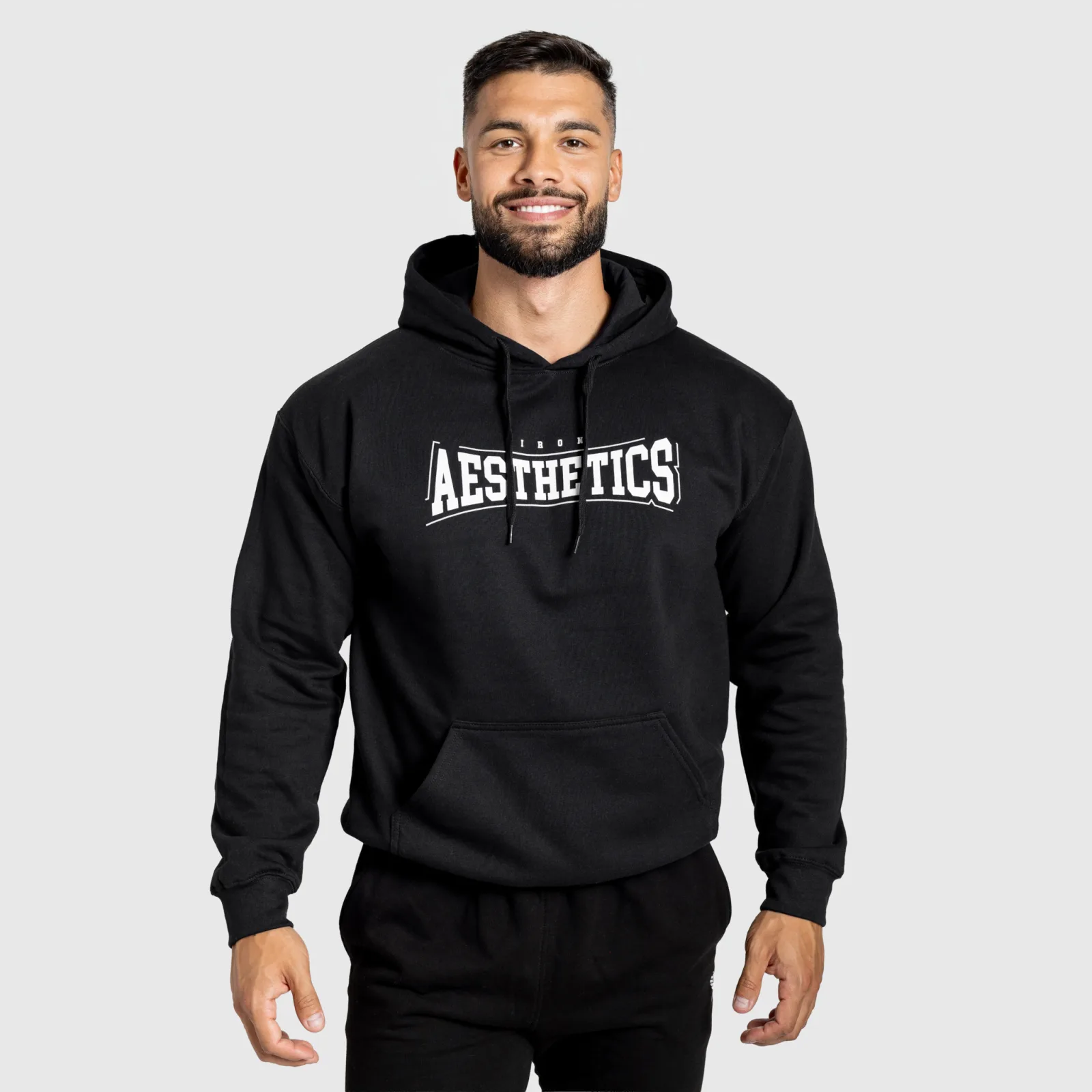 Mikina s kapucňou Iron Aesthetics Frontline, čierna-1