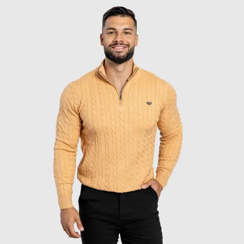 Pánsky sveter Iron Aesthetics Cable Knit, camel
