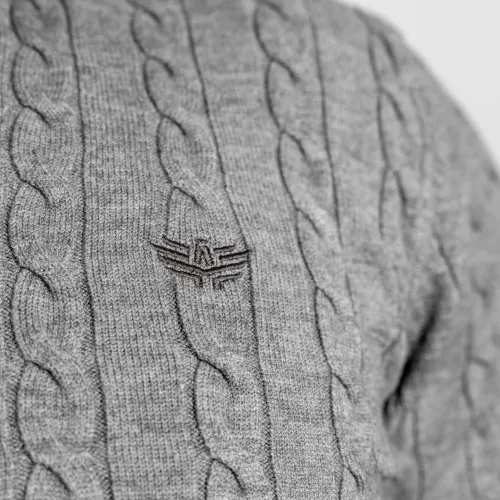 Pánsky sveter Iron Aesthetics Cable Knit, sivý