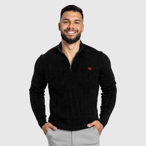 Pánsky sveter Iron Aesthetics Cable Knit, čierny