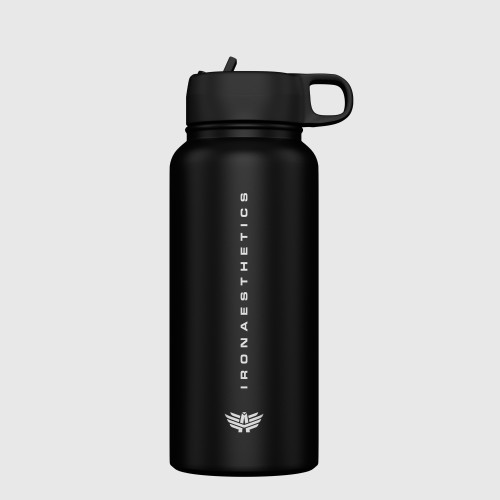 Nerezová fľaša so slamkou Iron Aesthetics Flip Sip 500 ml, čierna