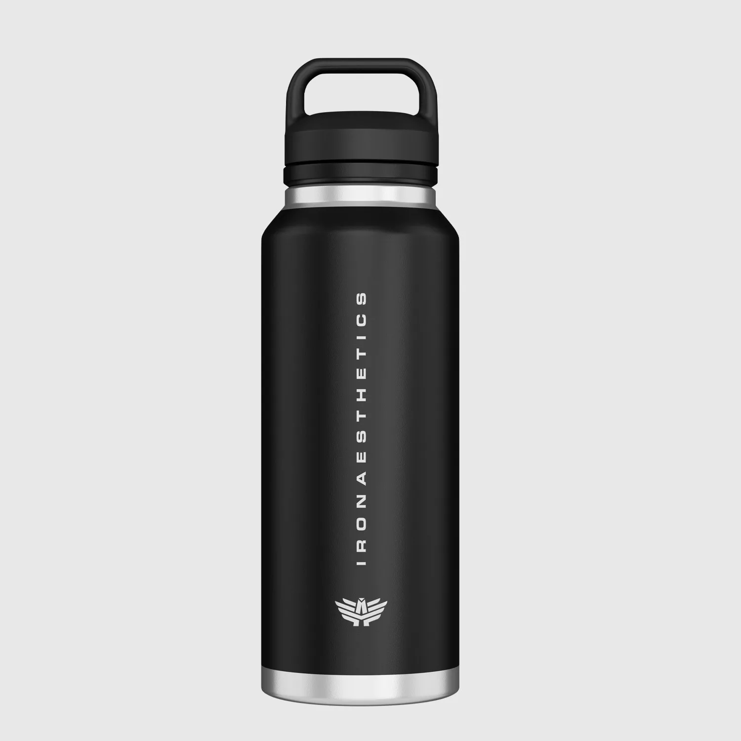 Nerezová fľaša Iron Aesthetics TwinCap 800 ml, čierna-1