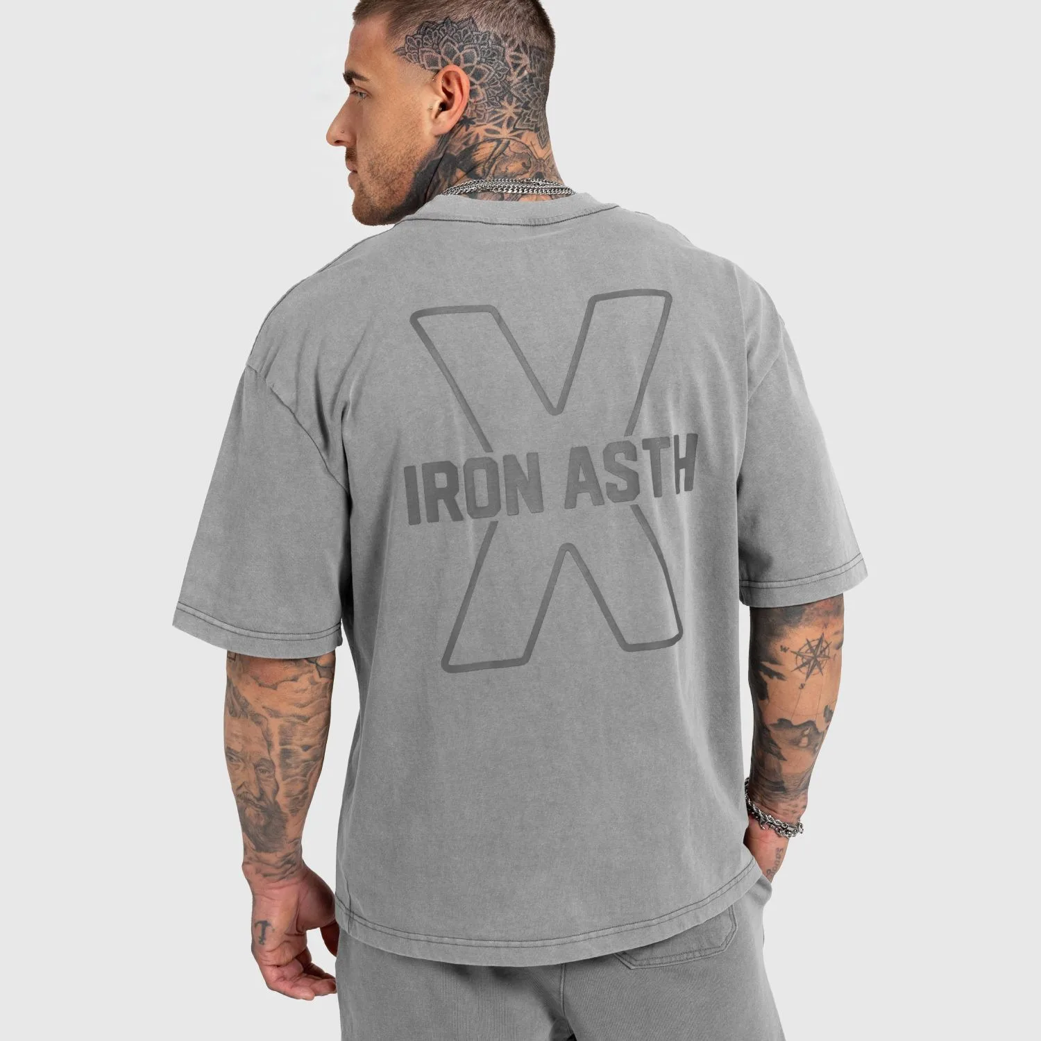 Pánske tričko Iron Aesthetics X Washed, sivé-1