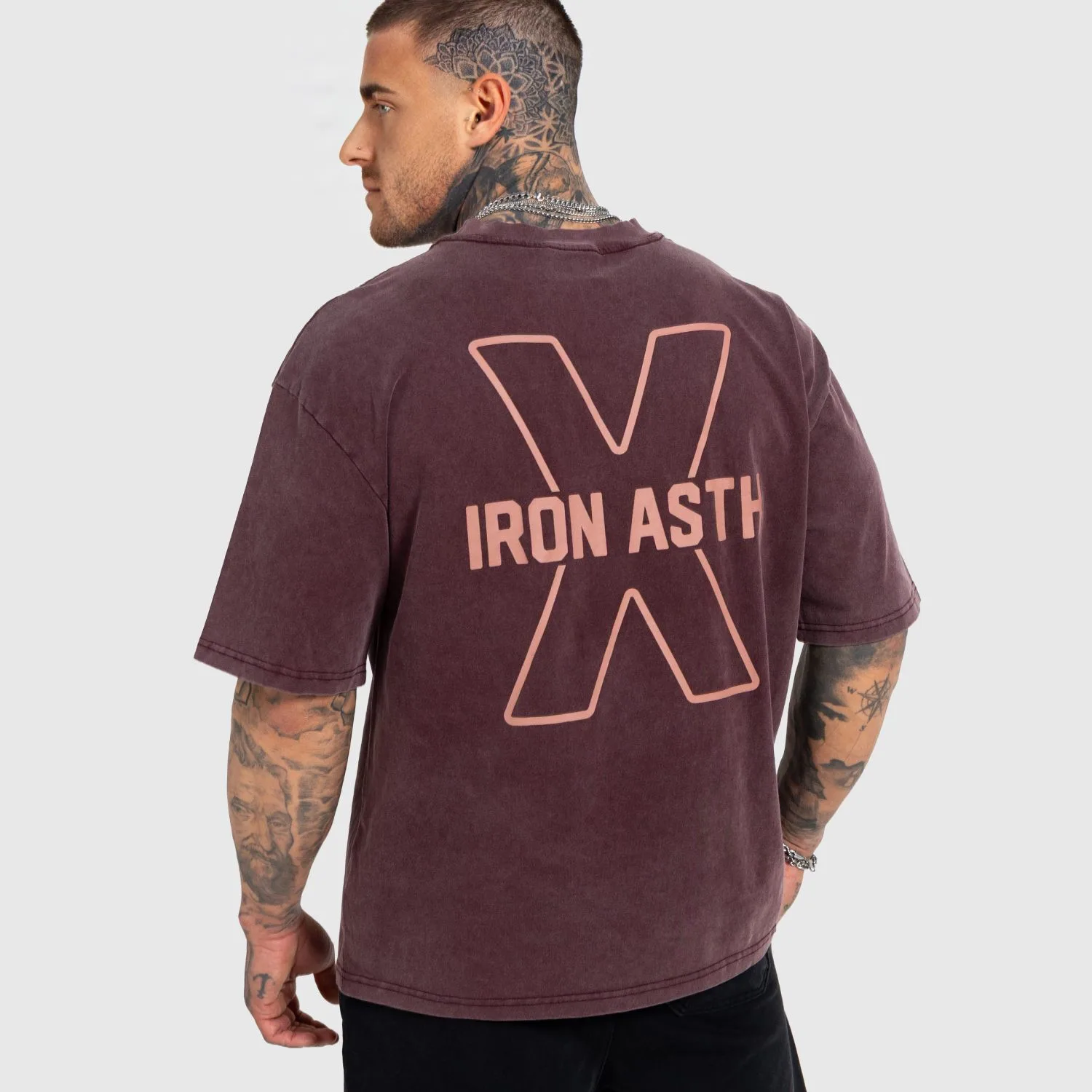 Pánske tričko Iron Aesthetics X Washed, burgundy-1
