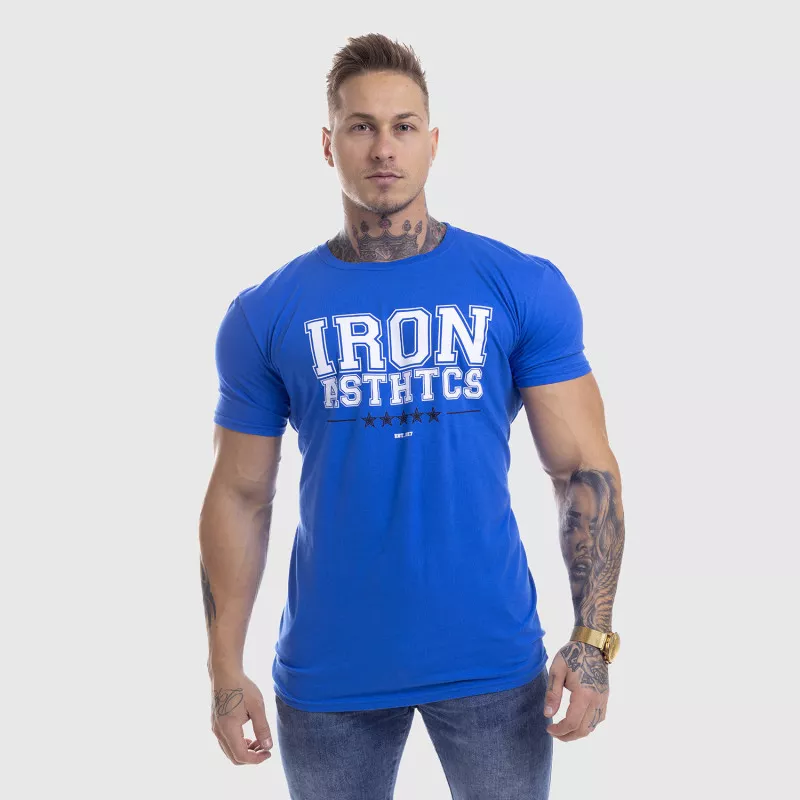 Pánske fitness tričko Iron Aesthetics VARSITY, modré-2