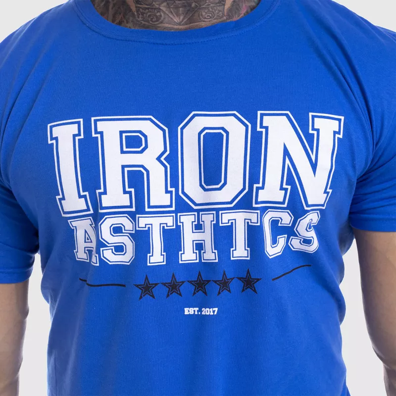 Pánske fitness tričko Iron Aesthetics VARSITY, modré-3