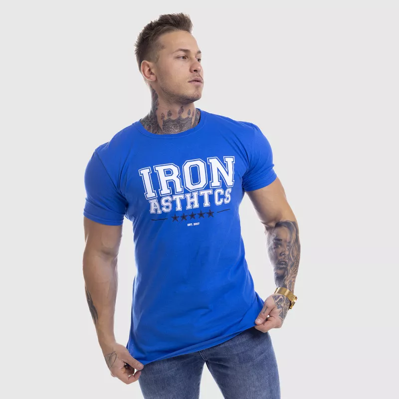 Pánske fitness tričko Iron Aesthetics VARSITY, modré-4