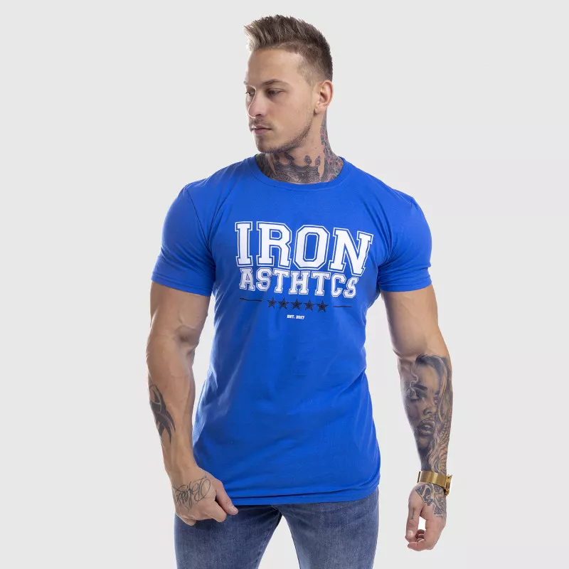 Pánske fitness tričko Iron Aesthetics VARSITY, modré-5