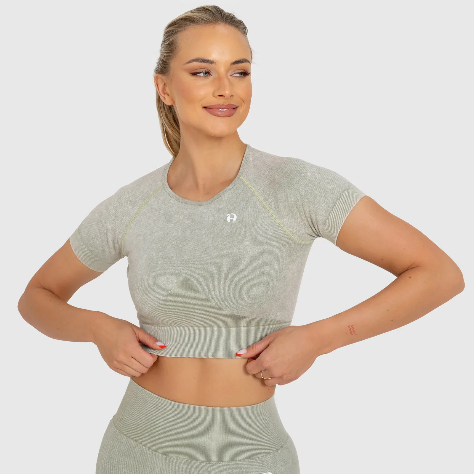 Dámsky crop top Iron Aesthetics Faded, washed green-1