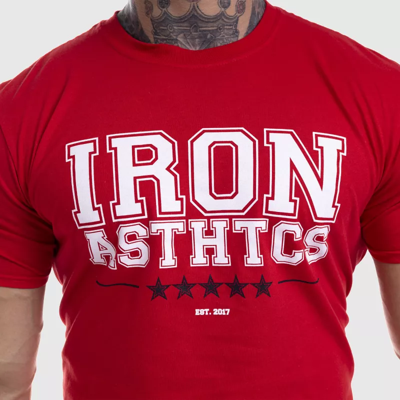Pánske fitness tričko Iron Aesthetics VARSITY, červené-3