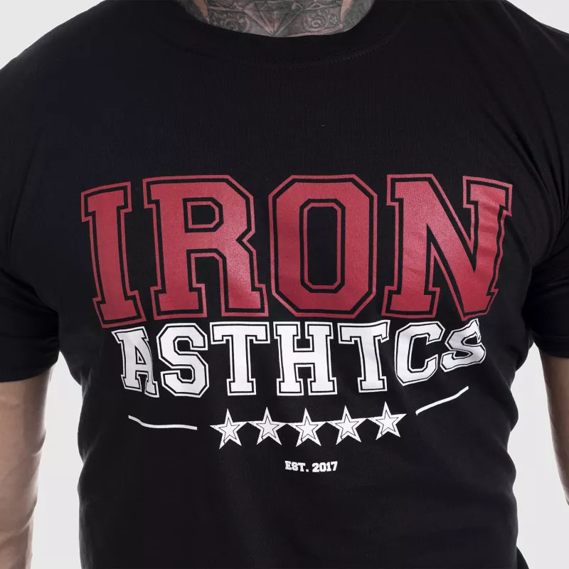 Pánske fitness tričko Iron Aesthetics VARSITY, čierne-3
