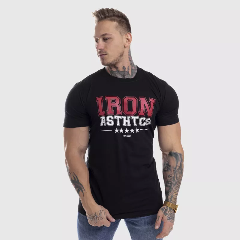 Pánske fitness tričko Iron Aesthetics VARSITY, čierne-5