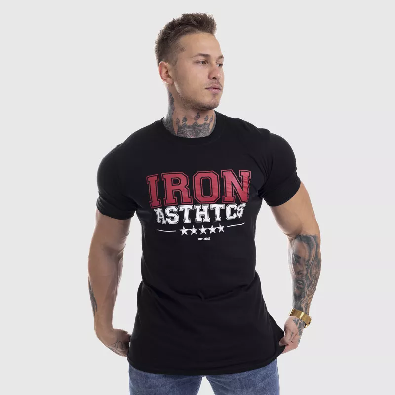 Pánske fitness tričko Iron Aesthetics VARSITY, čierne-7