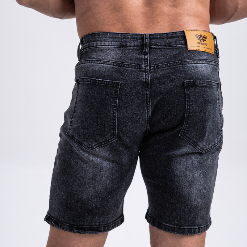 Pánske rifľové kraťasy Iron Aesthetics Denim Stretch, čierne · záber 6