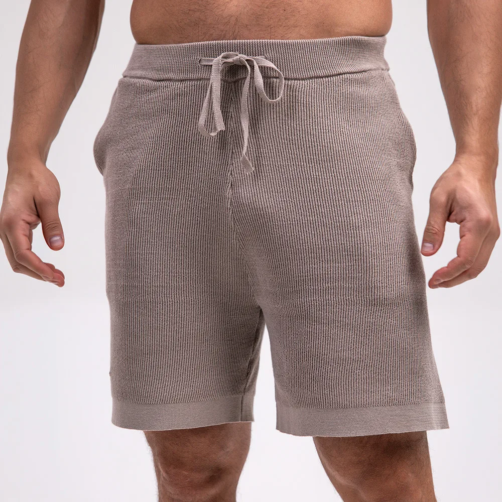 Pánske pletené kraťasy Iron Aesthetics Vibe, béžové-1