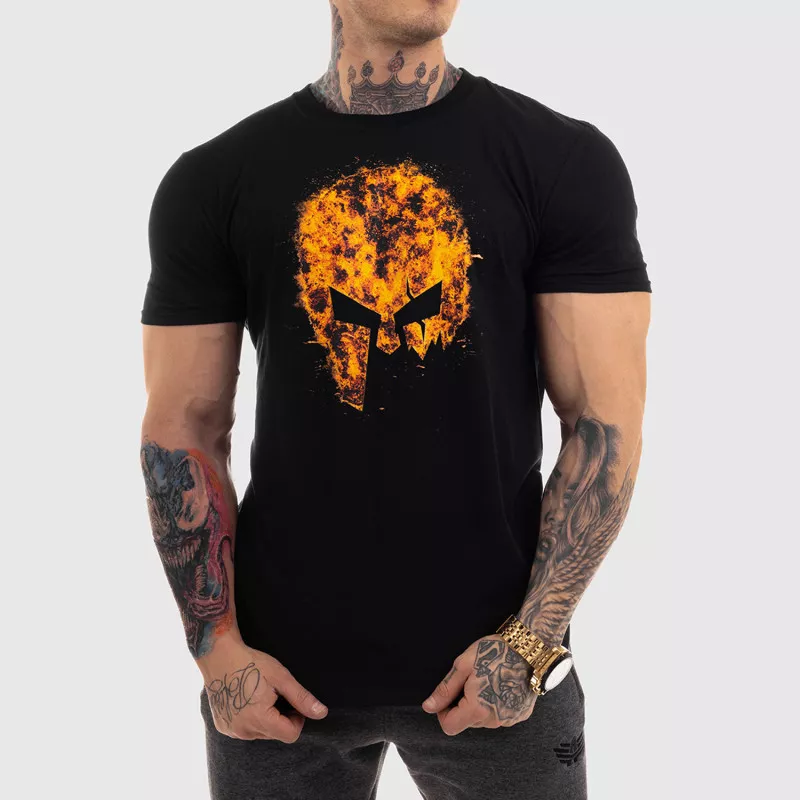Ultrasoft tričko Iron Aesthetics Skull FIRE, čierne-1