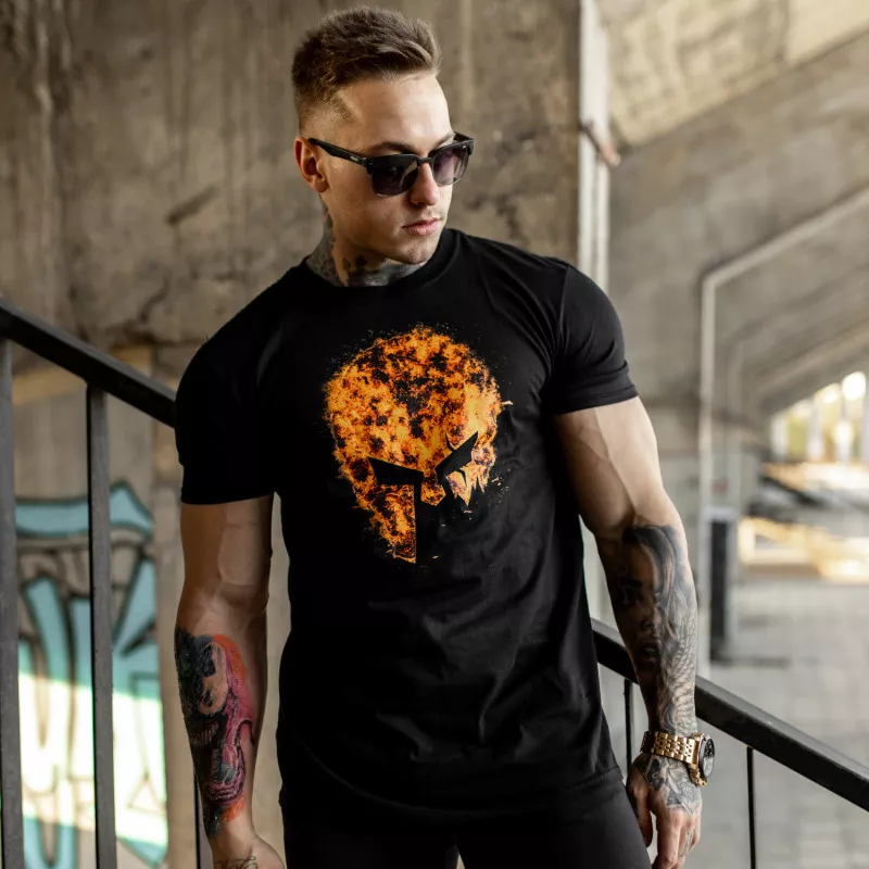 Ultrasoft tričko Iron Aesthetics Skull FIRE, čierne-6