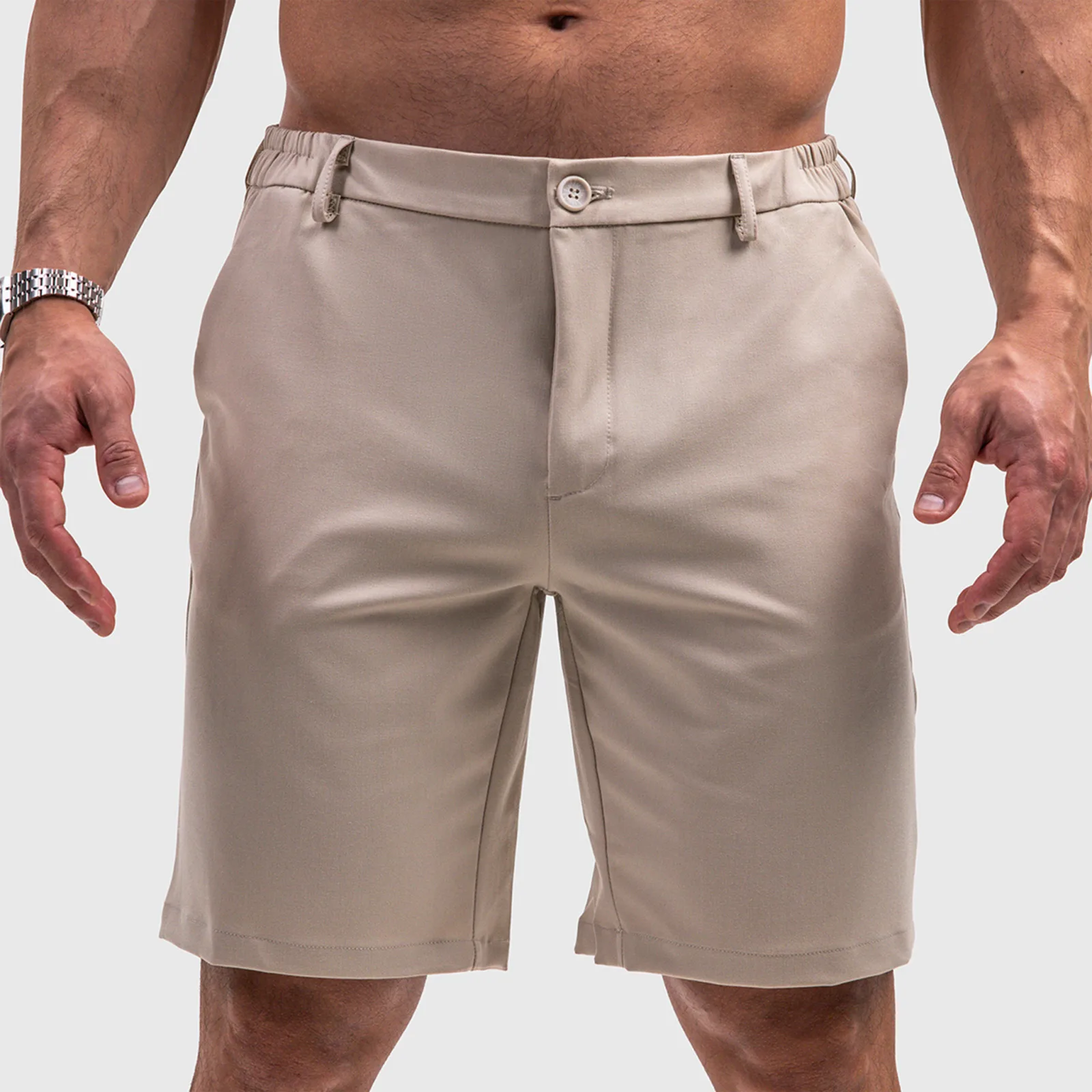Pánske kraťasy Iron Aesthetics Chino Flex, béžové-1