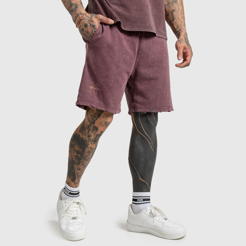 Pánske kraťasy Iron Aesthetics X Washed, burgundy