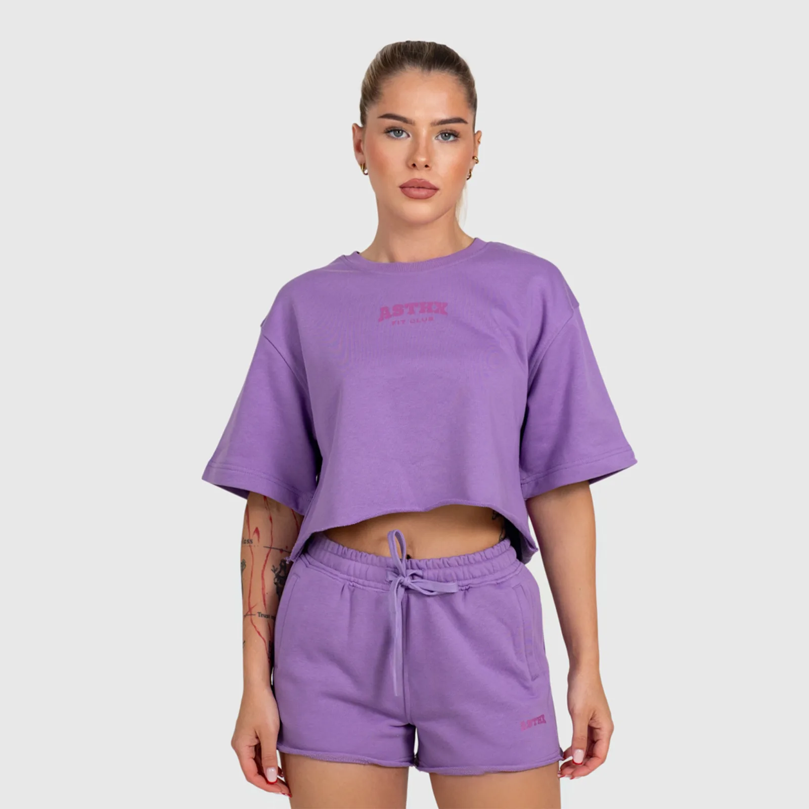 Dámsky crop top Iron Aesthetics Heavy-Terry, fialový-1