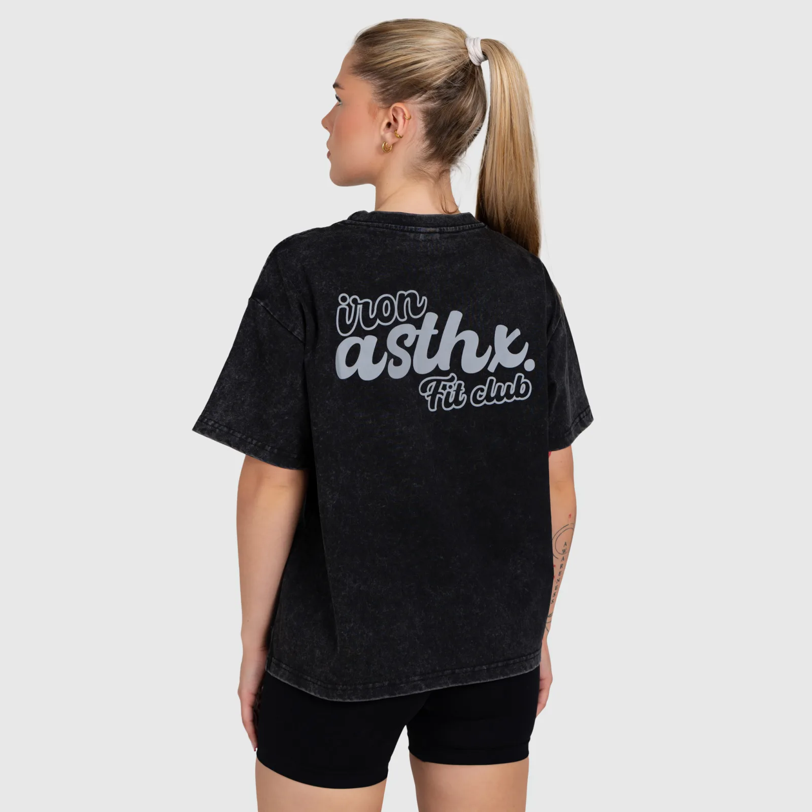 Dámske oversized tričko Iron Aesthetics Fit club, washed black-1
