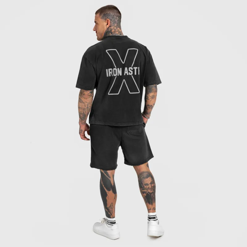 Pánske tričko Iron Aesthetics X Washed, čierne-10
