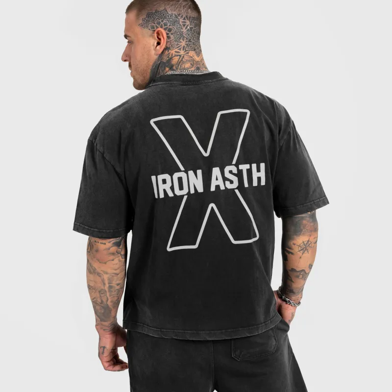 Pánske tričko Iron Aesthetics X Washed, čierne-1