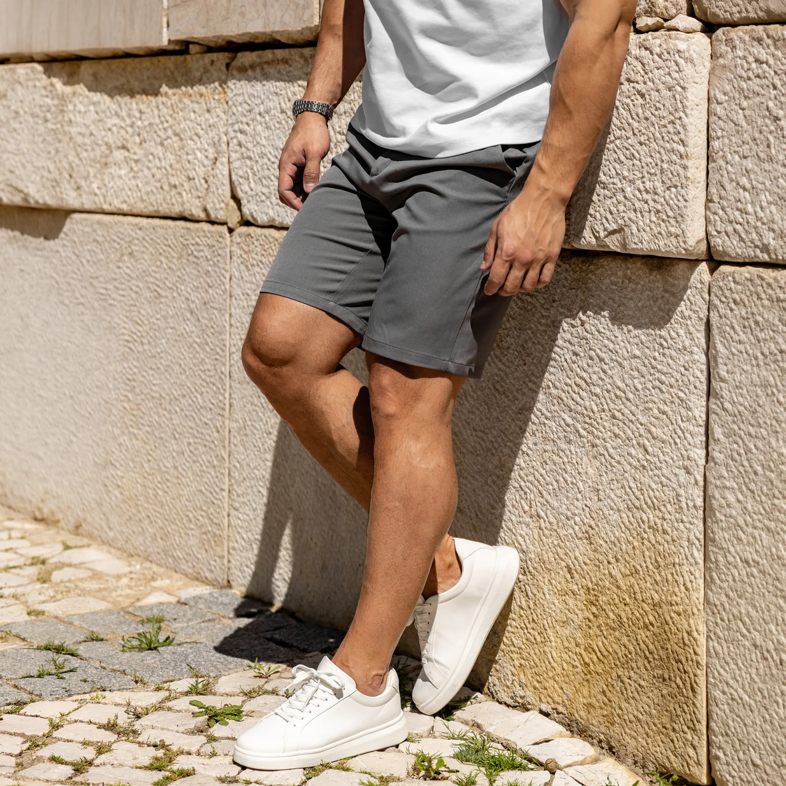 Pánske kraťasy Iron Aesthetics Chino Flex, sivé-1