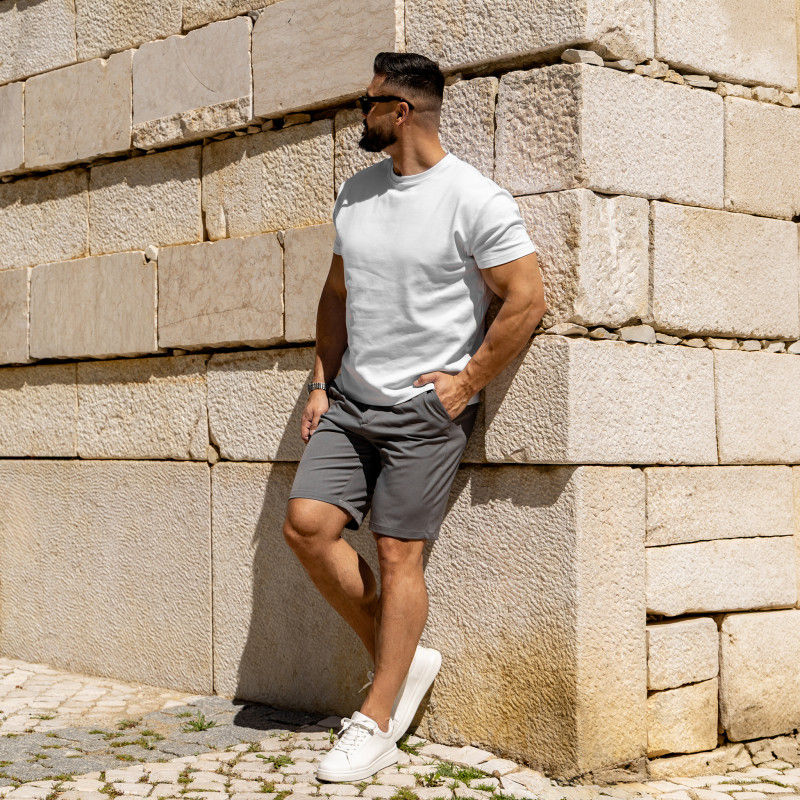 Pánske kraťasy Iron Aesthetics Chino Flex, sivé · záber 8